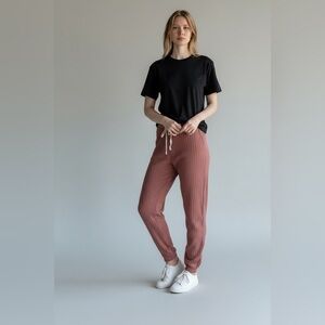 Blu Pepper Black Top and Pink Pants Set